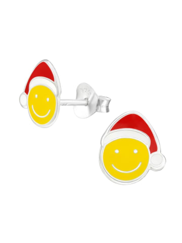 Ohrringe - Ohrstecker SMILEY Weihnachtsmütze in 925 Silber - 2-tlg.