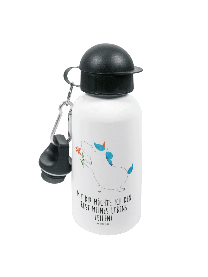 Trinkflasche Einhorn Blume mit Spruch in Weiß