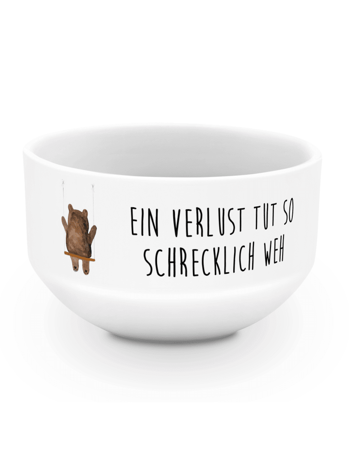 Schale Bär Schaukel mit Spruch in Weiß