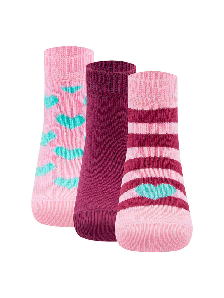 3er-Set Socken 3er Pack gemustert in pink