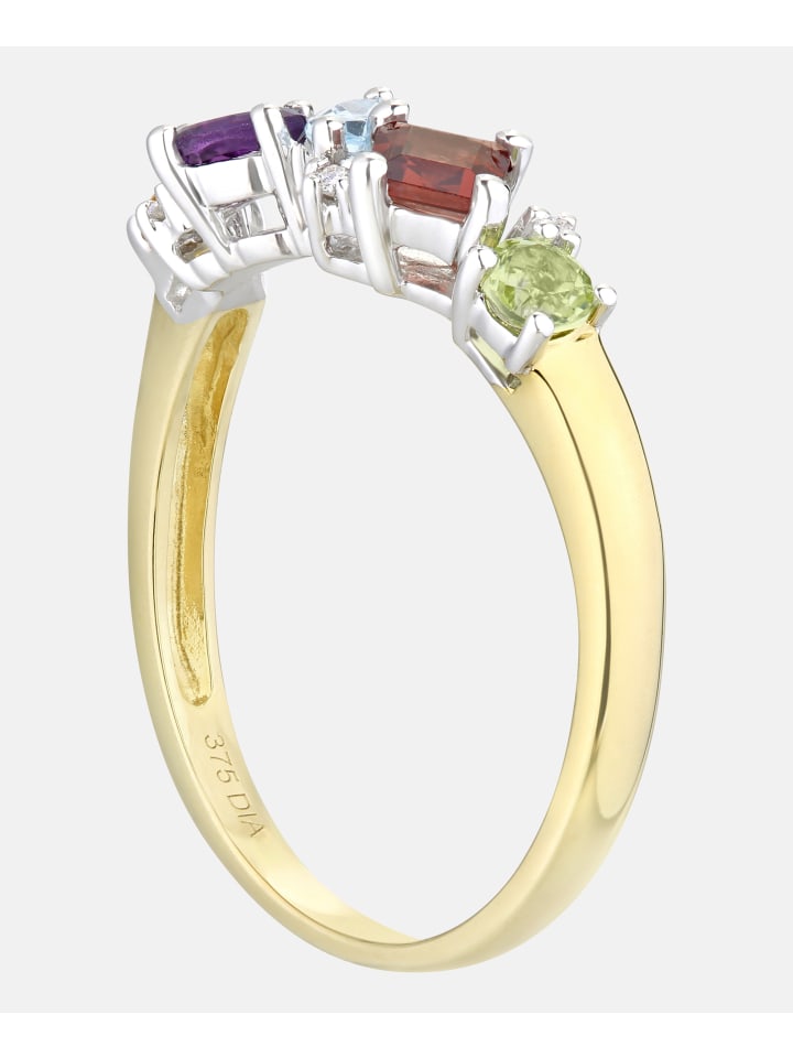Ring aus 375 Gelbgold mit Diamant mit Amethyst