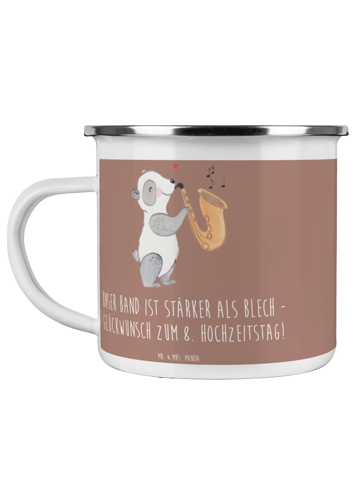 Kaffeebecher 8. Hochzeitstag Blechhochzeit mit ... in Braun Pastell
