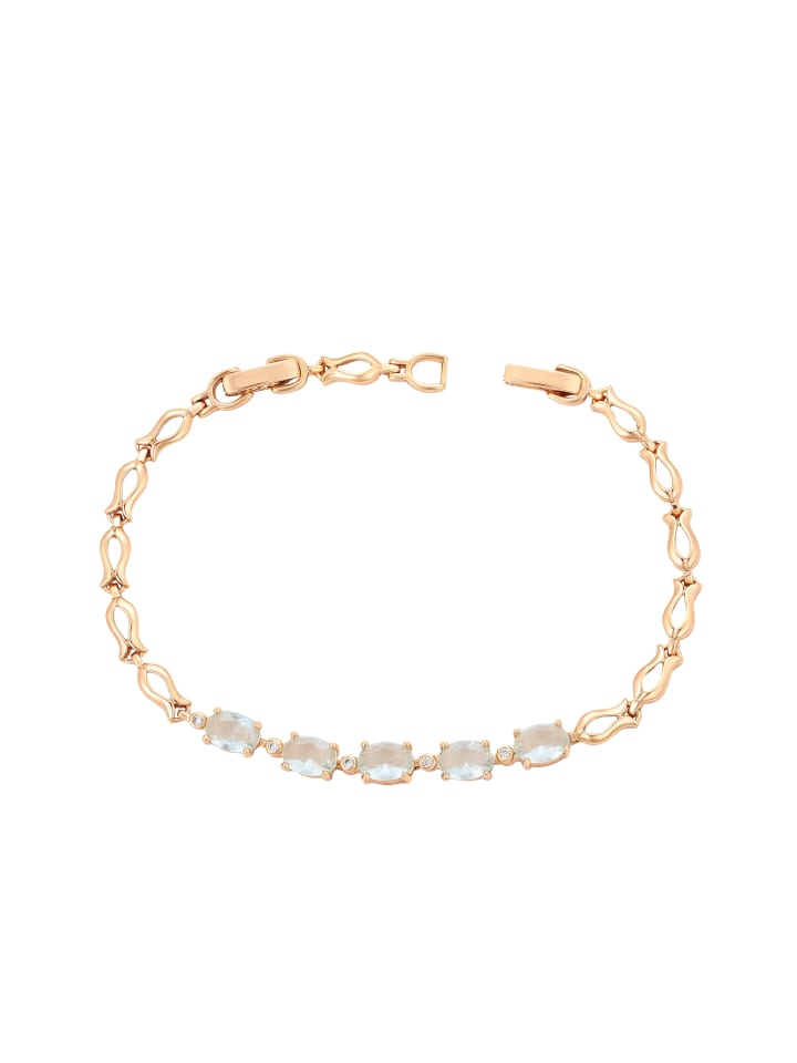 Women Crystal-Studded Link Bracelet in Rose Gold White