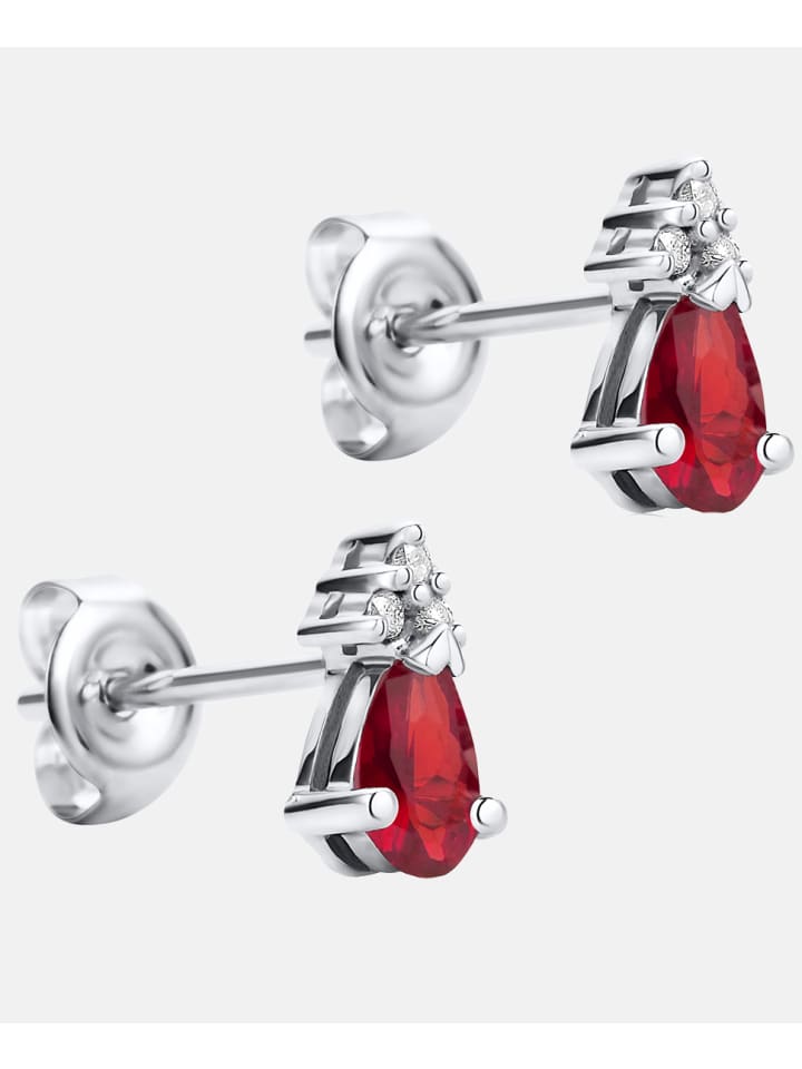 Ohrstecker aus 375 Weißgold mit 0.04 Karat Diamant mit Rubin