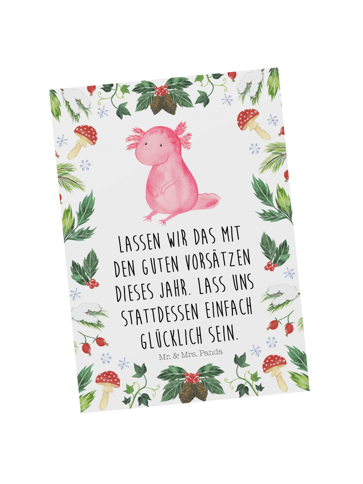 Postkarte Axolotl Glücklich mit Spruch in Weiß