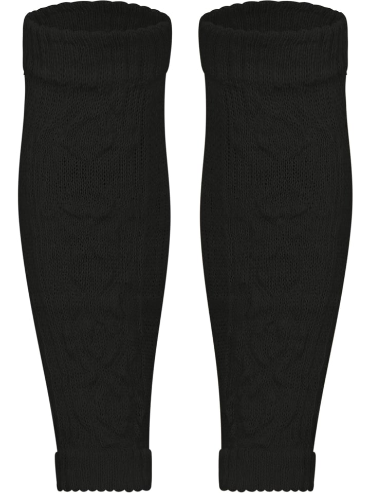 Strickstulpen mit Wolle in Schwarz