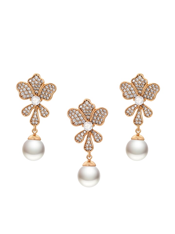 Women Jewelry Set in Rose Gold White