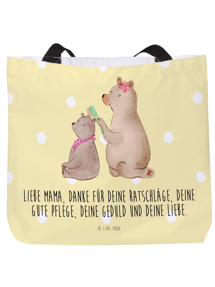 Strandtasche Bär Kind mit Spruch in Gelb Pastell