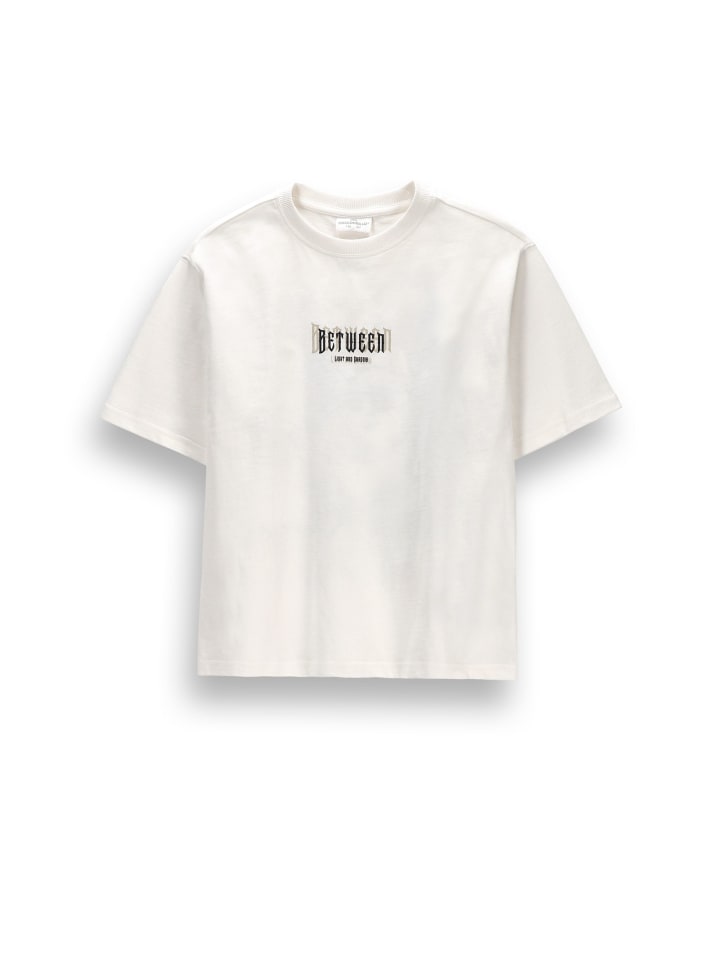 Baumwoll-T-Shirt mit kurzen Ärmeln in ecru