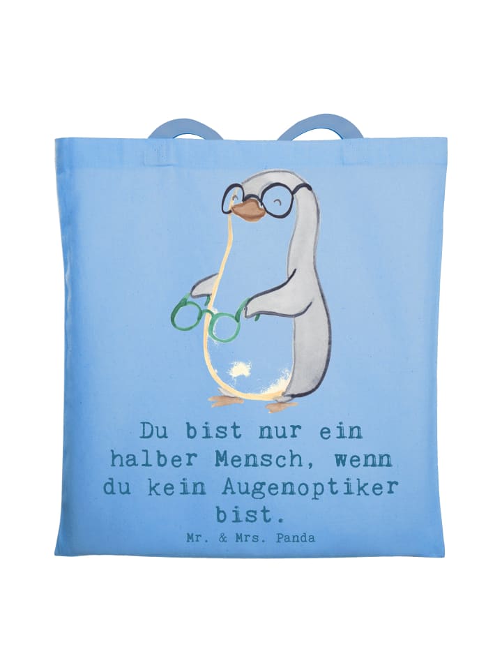 Jutebeutel Augenoptiker Herz mit Spruch in Sky Blue