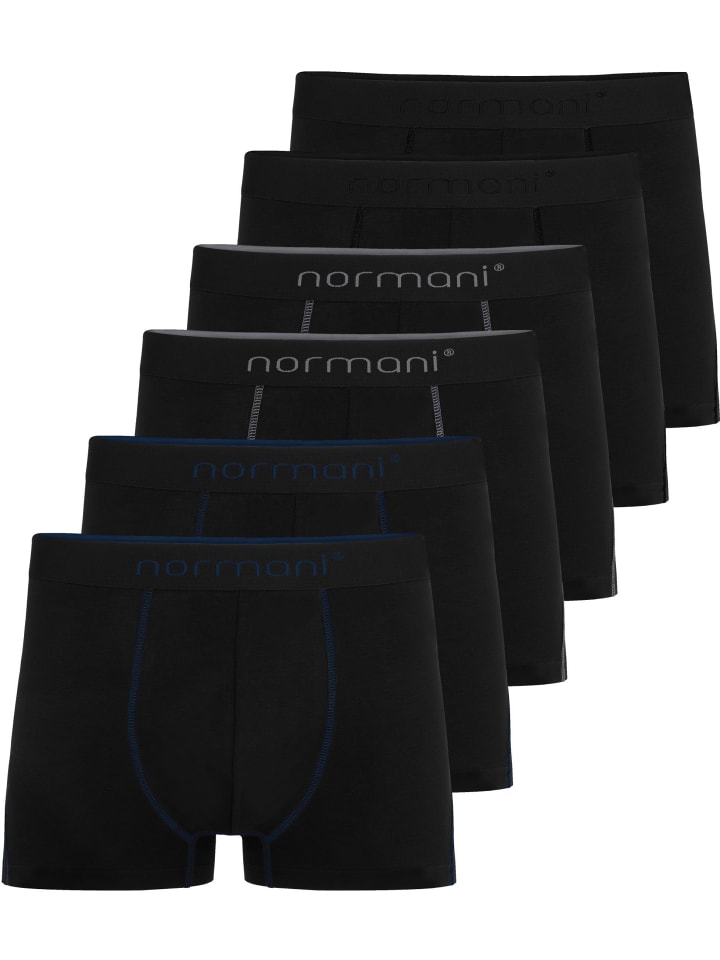 6x Herren Baumwoll-Boxershorts in Dunkelblau/Grau/Schwarz