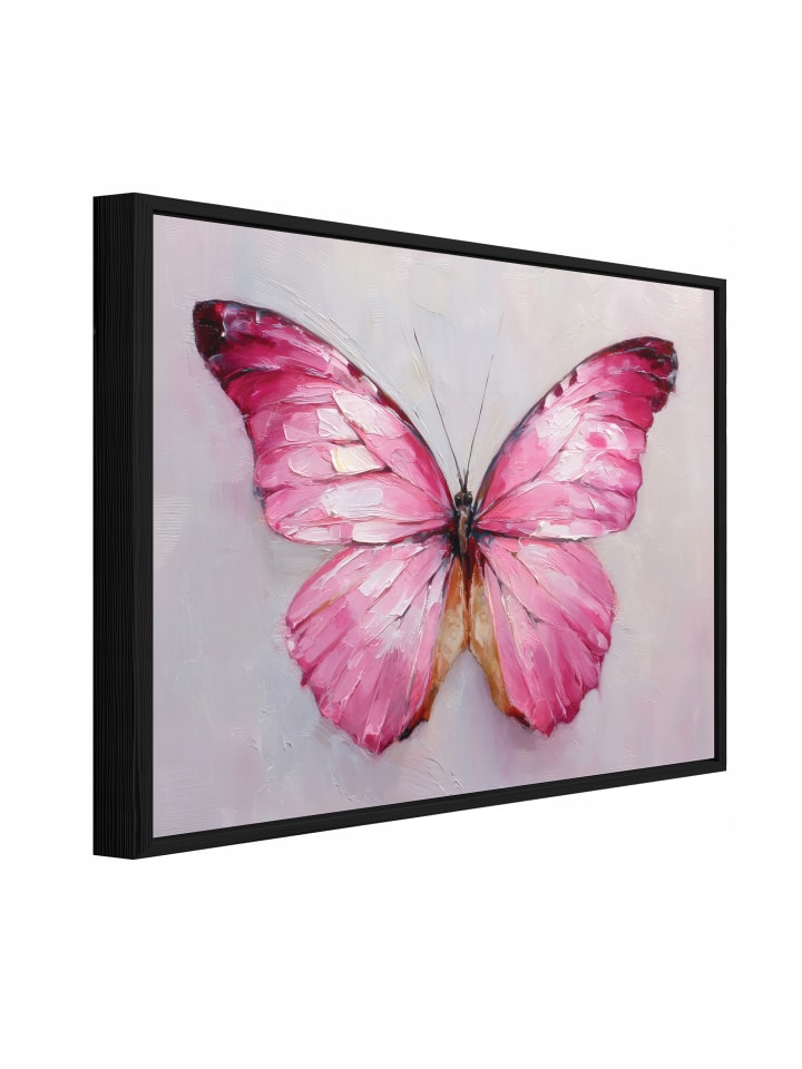 Bild mit Rahmen Schmetterling in Rosa