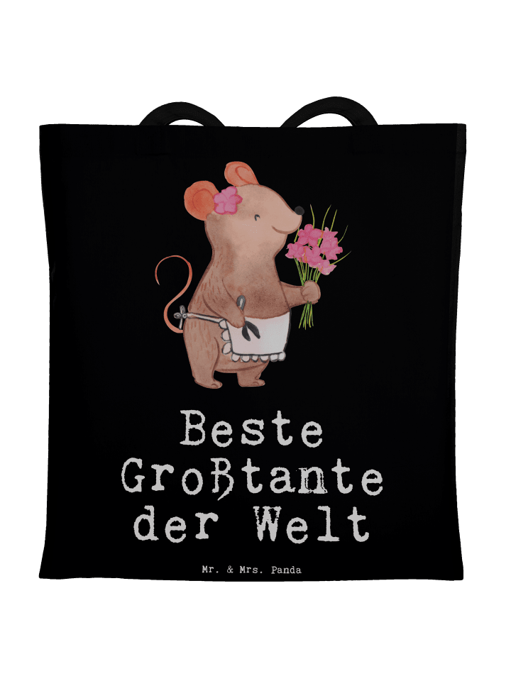 Tote Bag Maus Beste Großtante der Welt mit Spruch in Schwarz