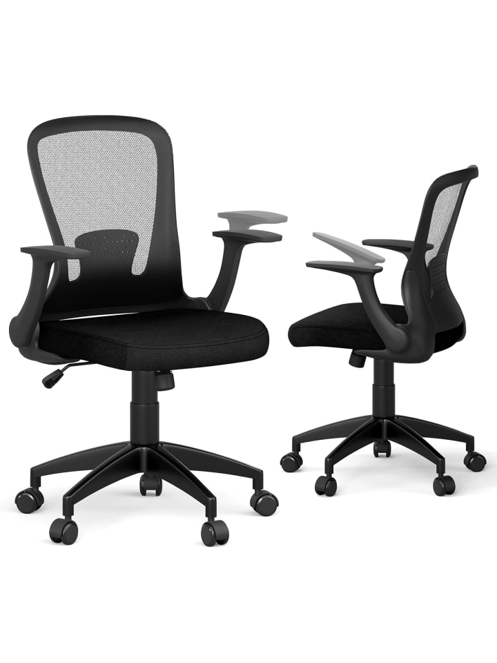Bürostuhl mit hochklappbaren Armlehnen in Schwarz