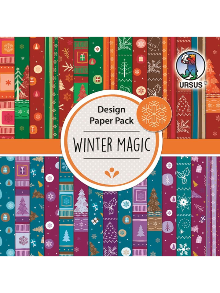 Design Paper Pack, Winter Magic, 190g, 15x15cm, 30 Blatt - ab 3 Jahren