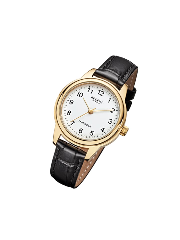 Armbanduhr Regent Handaufzuguhren schwarz mittel (ca. 31mm)
