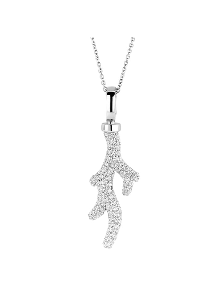 Kette "mit Anhänger Korallenzweig und Zirkonia" in Silber