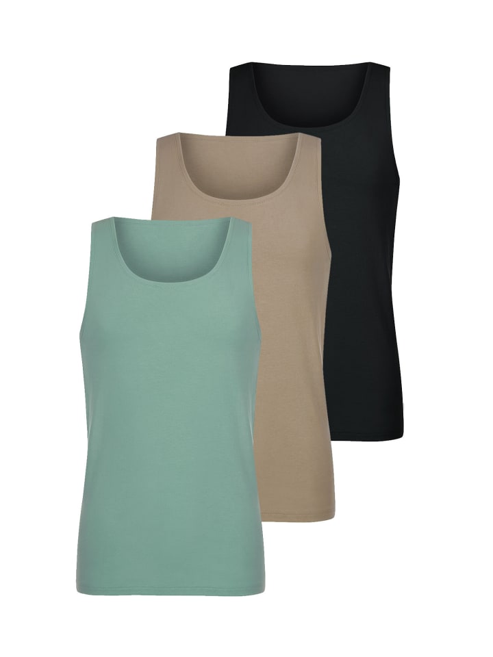 3er Pack Shirt in black-aloe green-natural grey