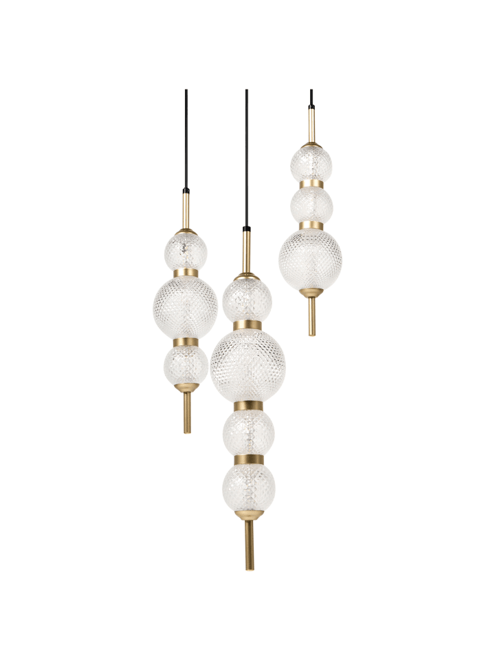 Pendelleuchten ARAS in Gold/Transparent - (W) 30 x (H) 130 x (L) 30 cm