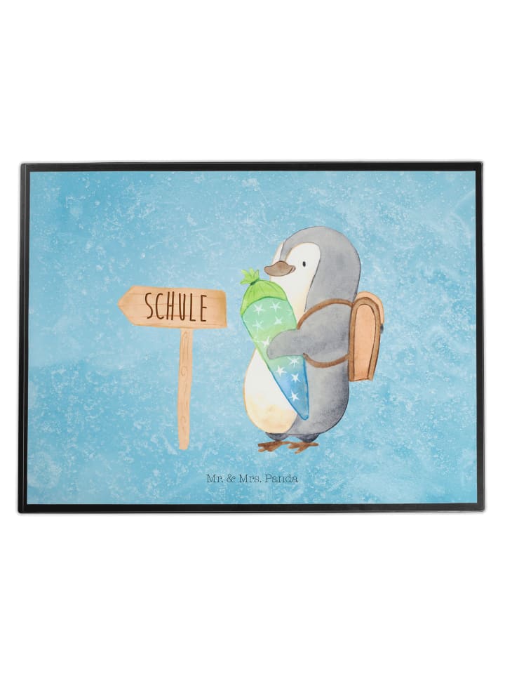 Schreibunterlage Pinguin Schultüte ohne Spruch in Eisblau