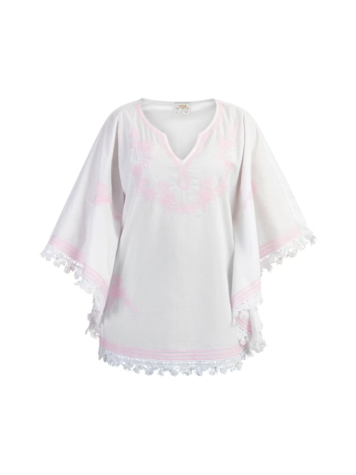 Damen Poncho in Weiss Pink