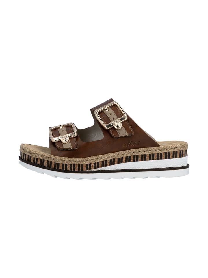 Leder-Sandalen mit Keilabsatz „Montreux“ Braun