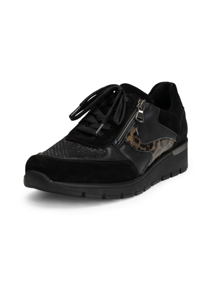 Echt Leder & vitaform Stretch Sneaker in schwarz