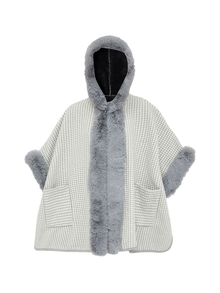 Damen Poncho in Hellgrau