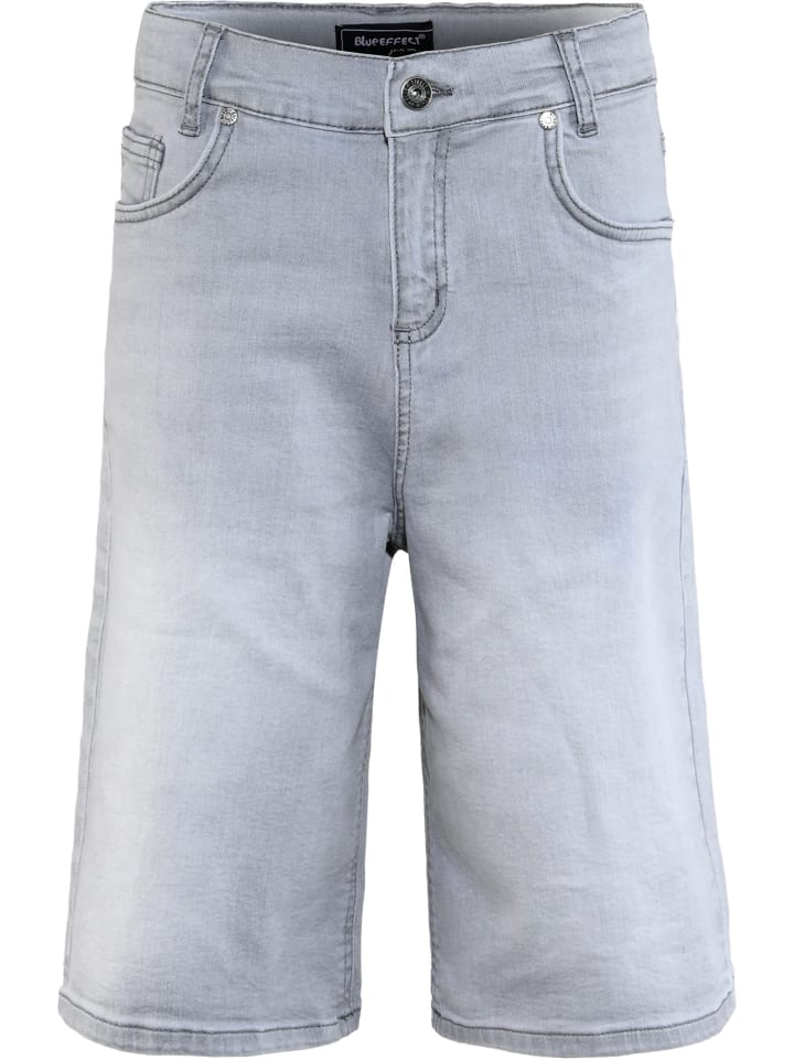 Bermuda-Jeans Skater Shorts slim fit schmaler Bund in light grey