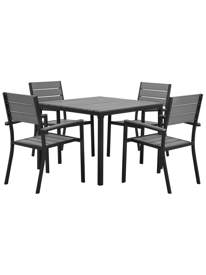5-tlg Gartentisch Set PRATO in Grau/Schwarz