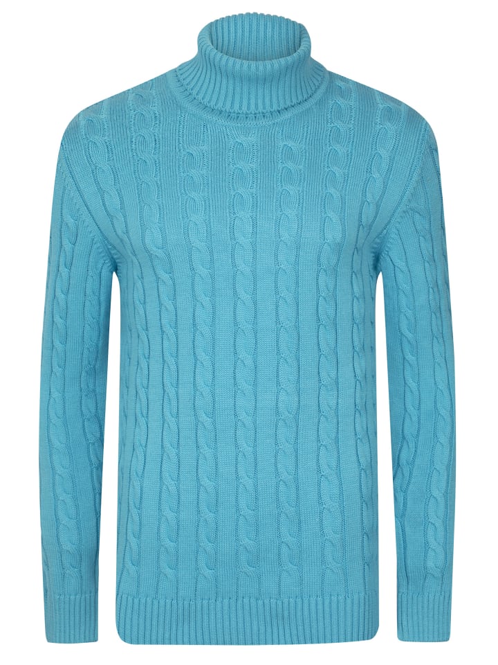 Rollkragen Zopfmuster Pullover in Baby Blau