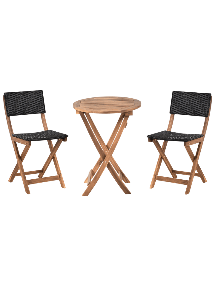 3-tlg Bistro Set RIVAROTTA in Braun/Schwarz