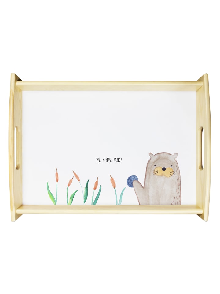 Tablett Otter Stein ohne Spruch in Weiß