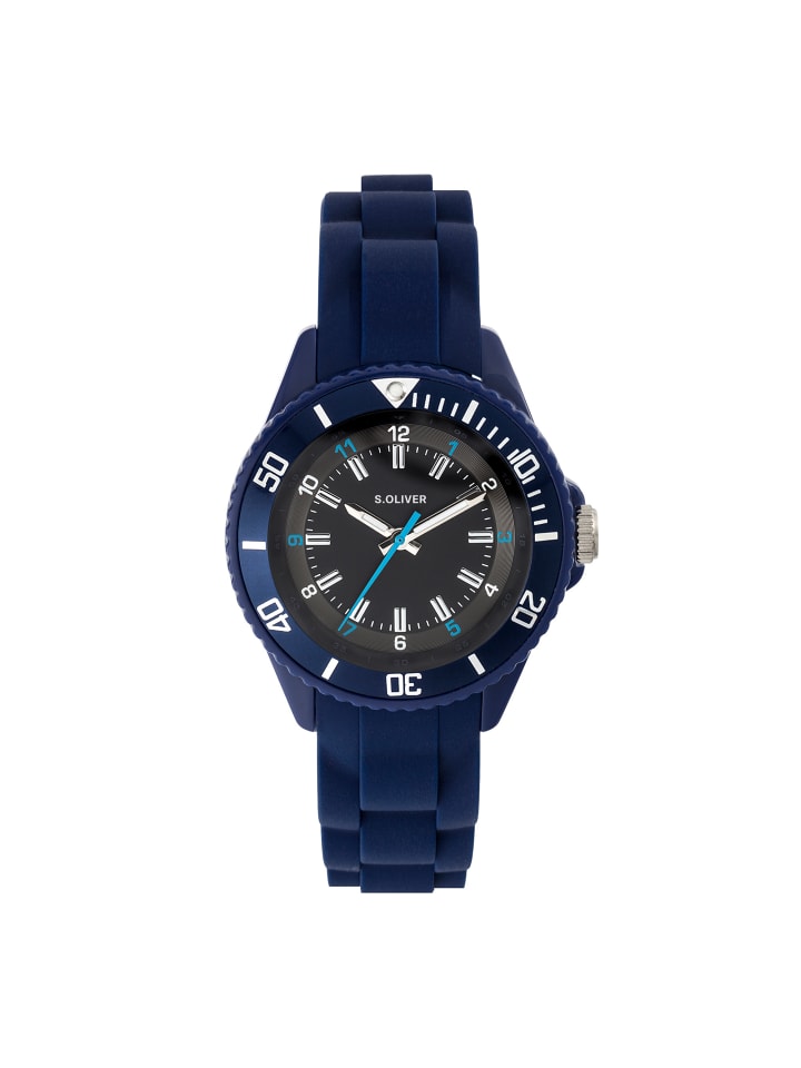 Armbanduhr mit coolen Neon Details in blau
