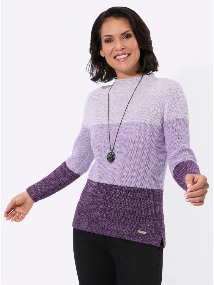 Stehkragen-Pullover in lavendel-traube-gemustert