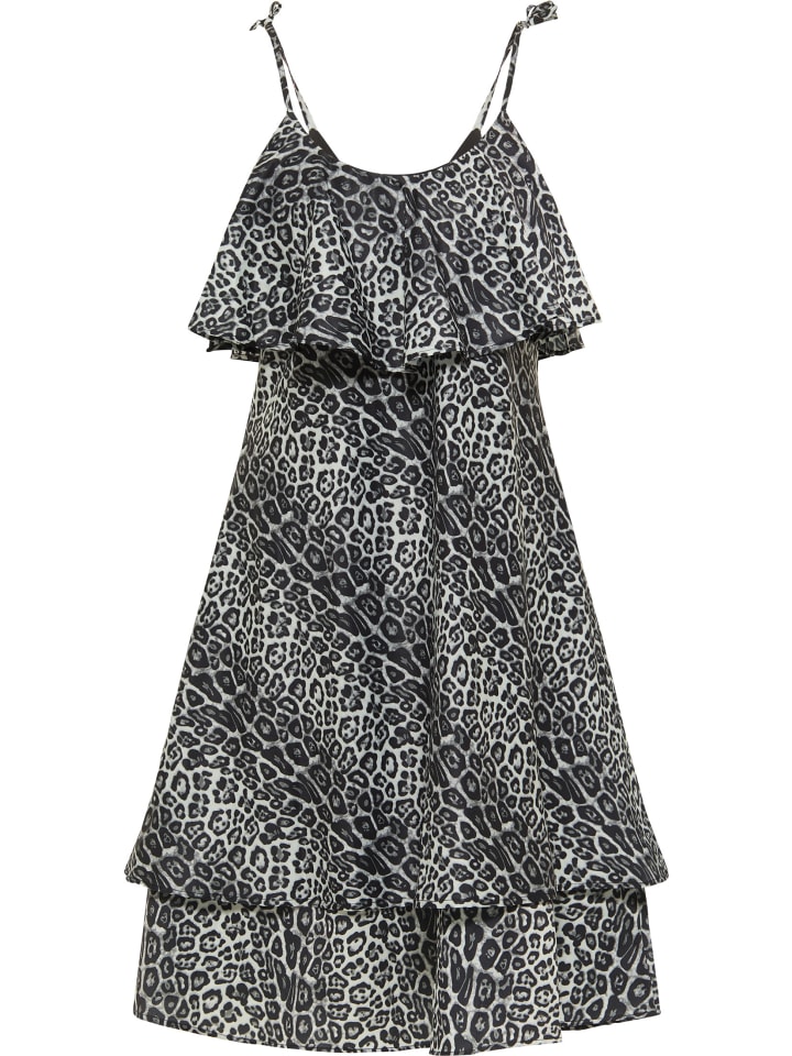 Damen Kleid Mit Leoprint in Grau Leo