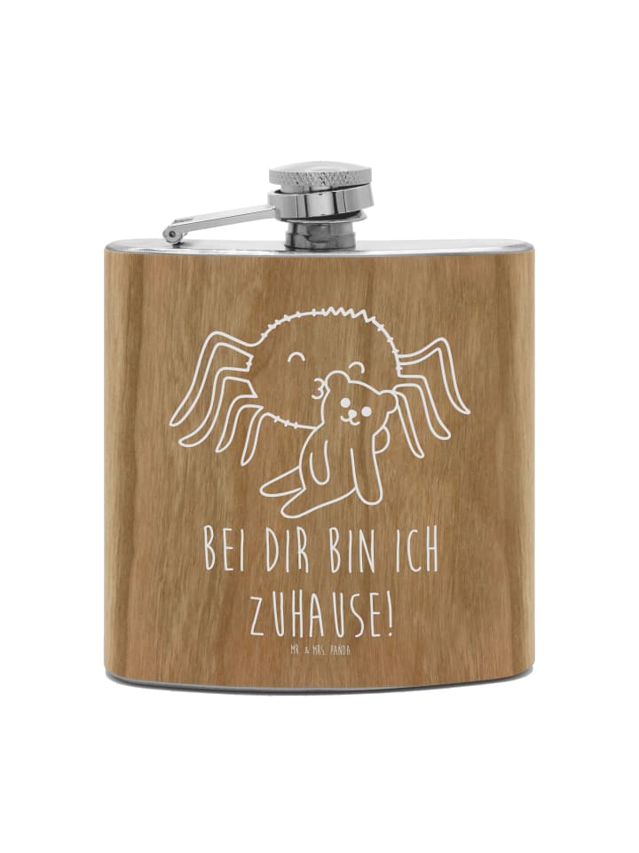 Flachmann Spinne Agathe Teddy mit Spruch in Braun