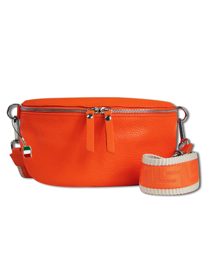 Gürteltasche Leder orange, mehrfarbig ca. 25cm