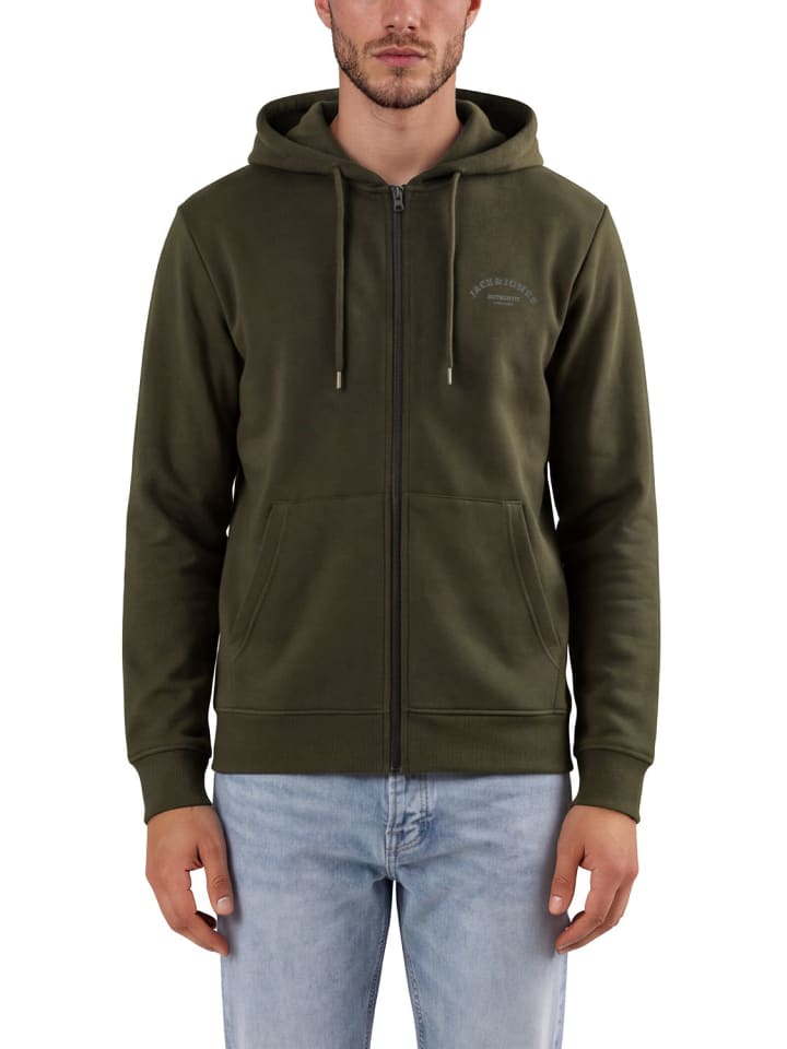 Sweatjacke JJAUTHENTIC SWEAT ZIP HOOD in Oliv