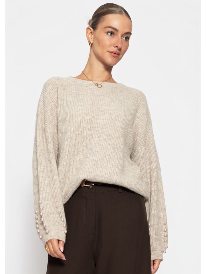 Pullover mit Perlendetails in Beige