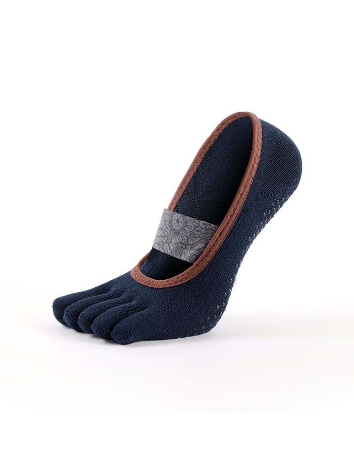 Yoga-/Pilates-Zehensocken mit bedrucktem Band in Dunkelblau
