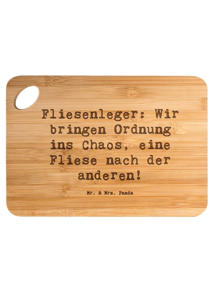 Holzschneidebrett Spruch Fliesenleger Ordnung m... in Braun