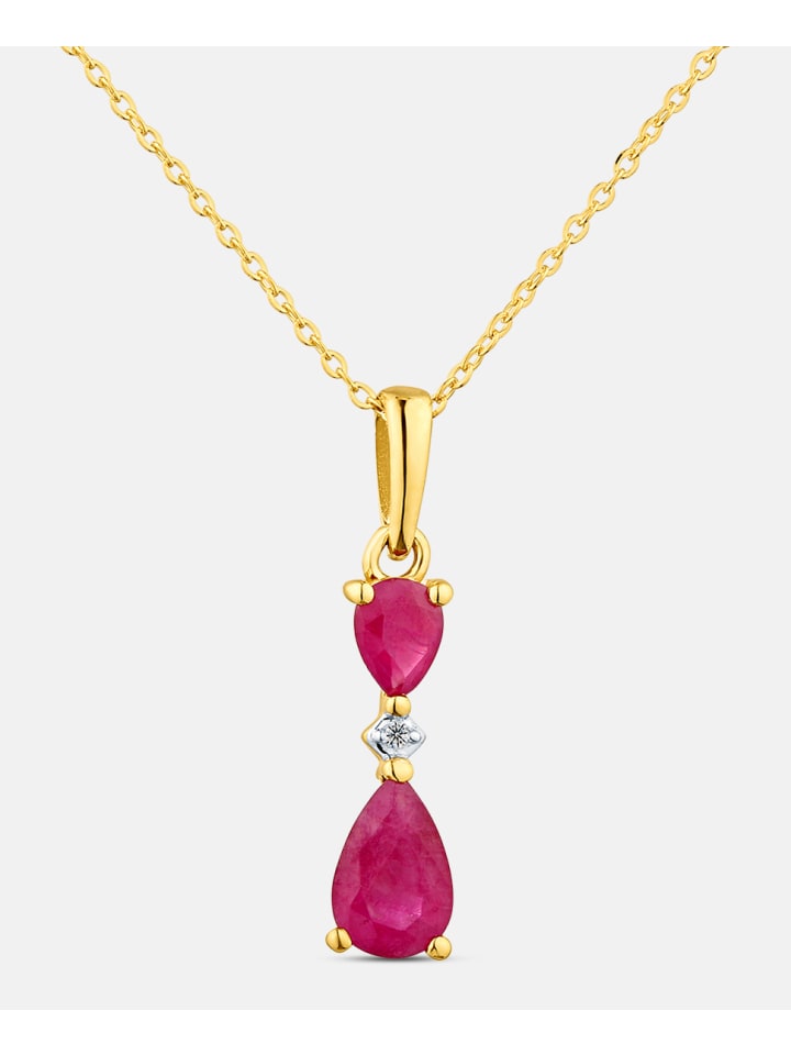 Kette mit Anhänger, mit Rubin, 375 Gelbgold