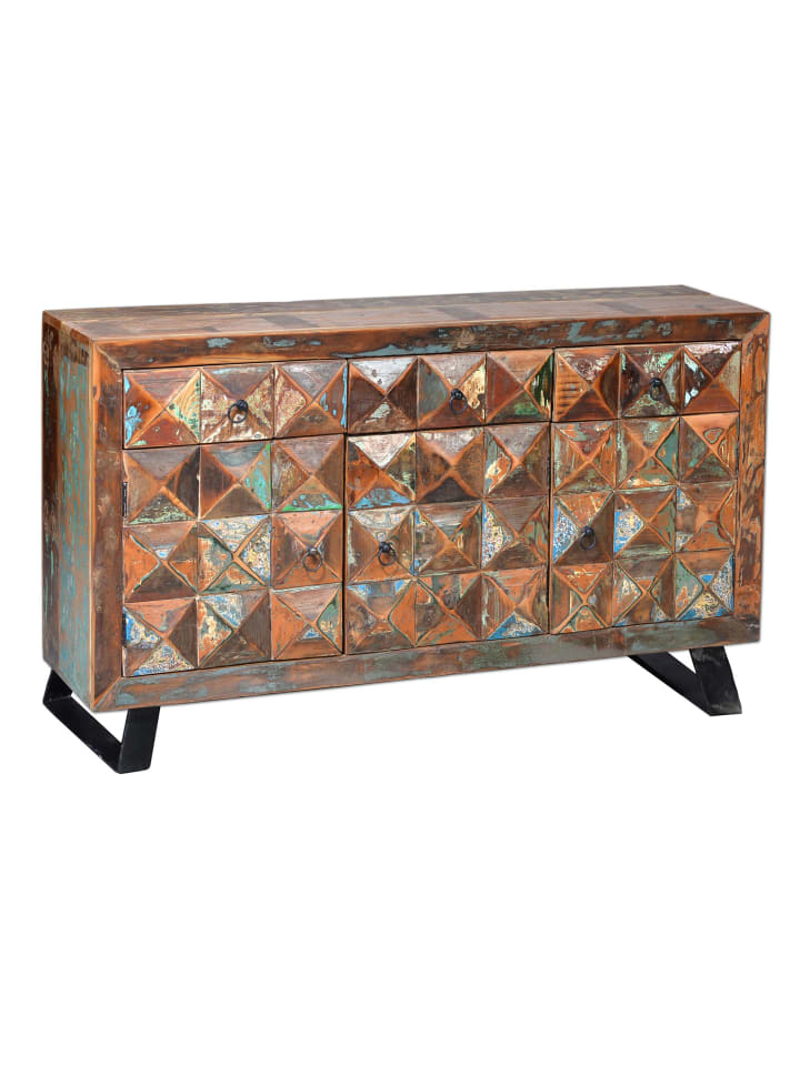 Sideboard aus recyceltem Holz in Multicolored