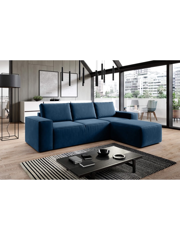 Rush Recamiere Rechts in Marineblau - (L) 302 x (B) 302 x (H) 95 cm