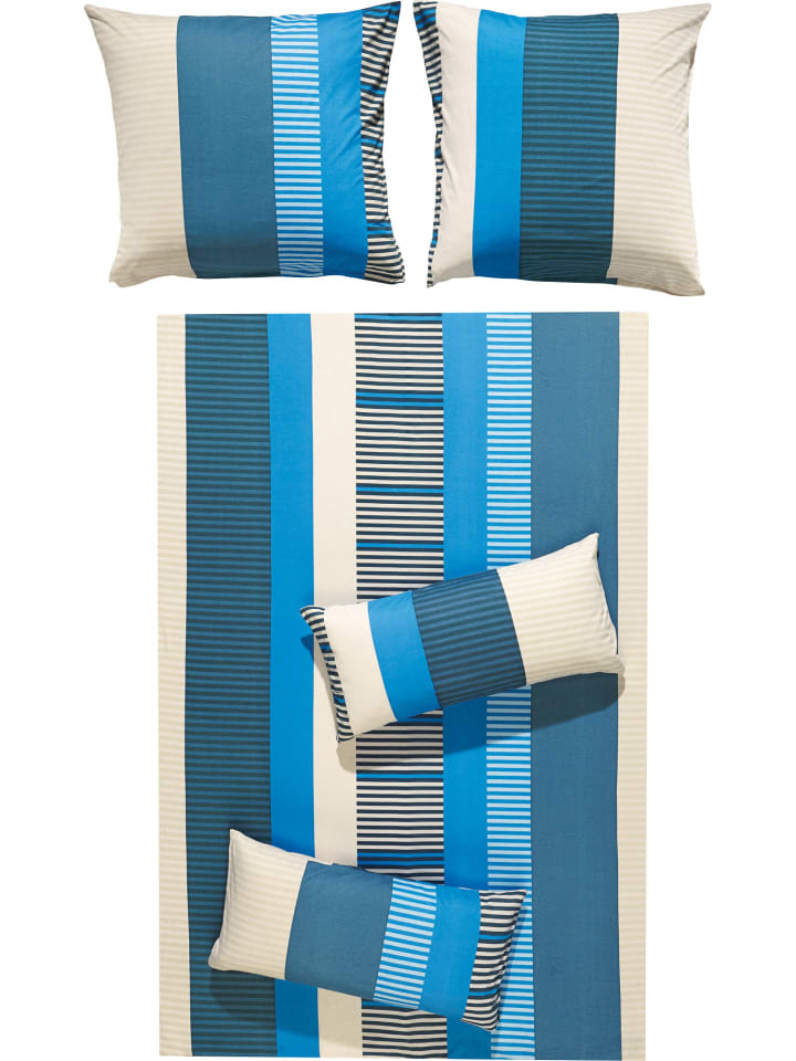 Single-Jersey Bettwäsche in blau-dunkelblau