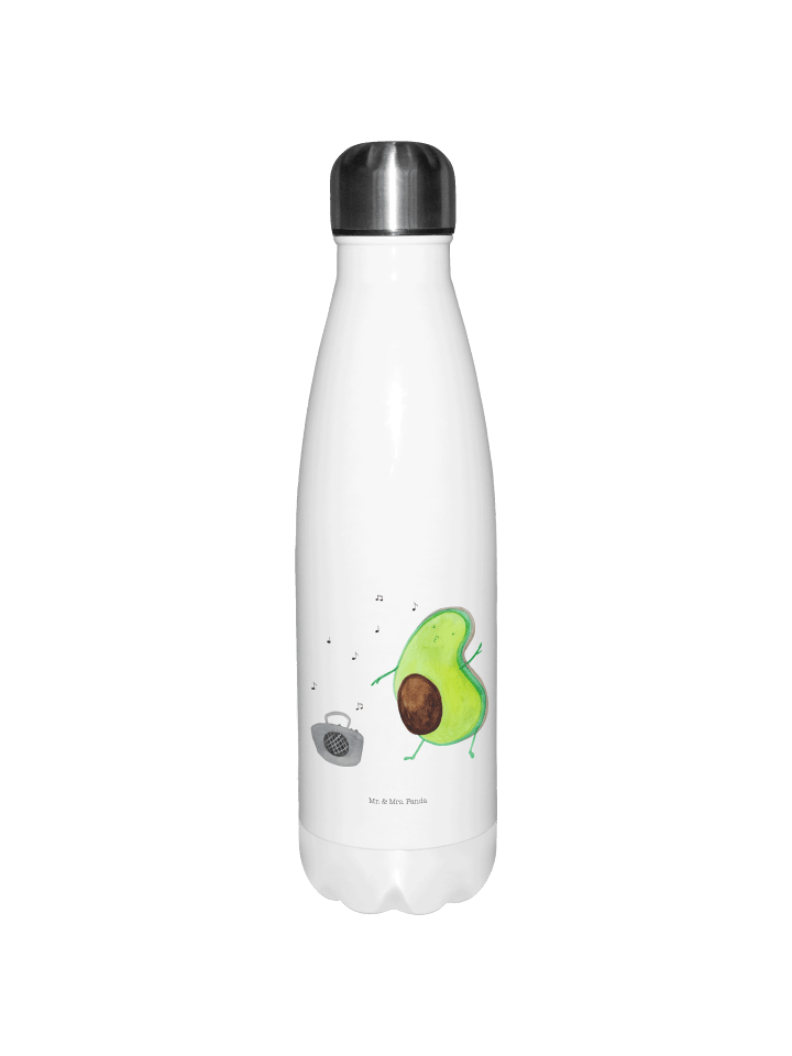 Wasserflasche Avocado Tanzen ohne Spruch in Weiß