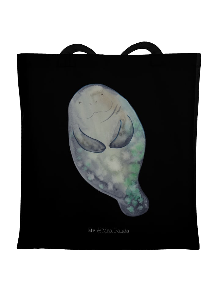 Tote Bag Seekuh Happy ohne Spruch in Schwarz