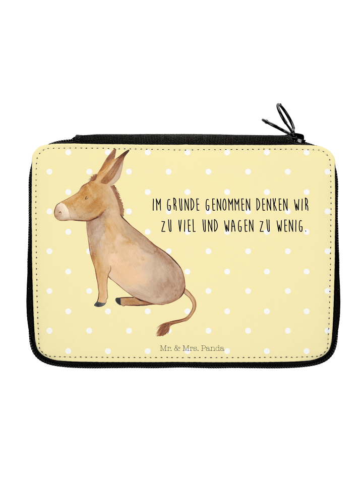 Federmäppchen Esel mit Spruch in Gelb Pastell