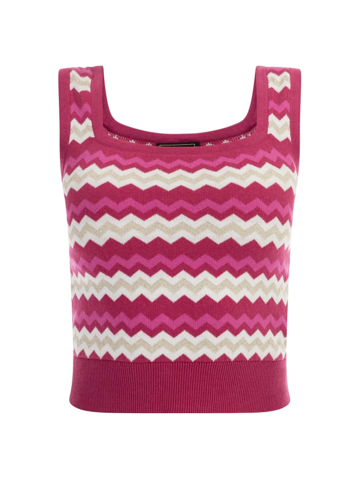 Damen Strick Tank Top in Pink Mehrfarbig